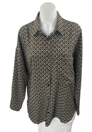 NEW 12th Tribe x TheSaltyBlonde Argyle Long Sleeve Button Up Shirt Top Size S thumbnail 1