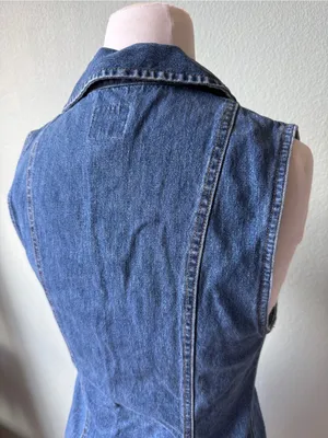 Y2K Sleeveless Blue Denim Zip-Front Women's Dress Size Medium thumbnail 8