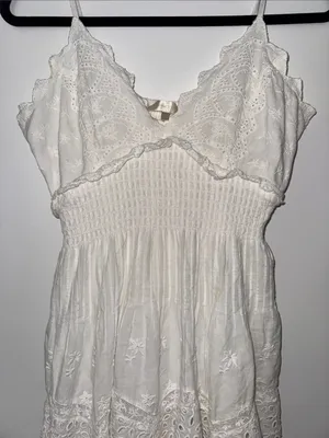 LoveShackFancy Azar Cotton Bandana Eyelet Mini Dress Size Medium thumbnail 6