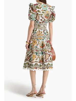 FARM Rio Botanicals Belted Midi Dress in Small Womens Cotton Poplin Floral thumbnail 2