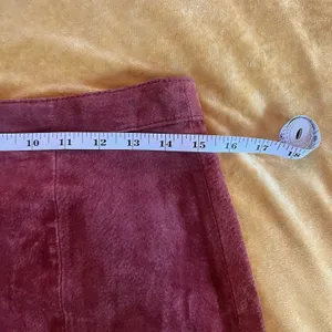 Hugo Buscati Collection Suede 100% Leather Rust Red Orange Skirt Sz 12 EUC thumbnail 3