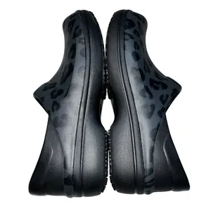 Crocs Black & Gray Leopard Print Neria Pro Slip Resistant Work Clogs Shoes 7 thumbnail 6