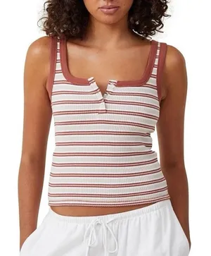Cotton On The 91 Womens Tank Size XS Dark Sepia Stripe Rory Henley Retro Sport thumbnail 1