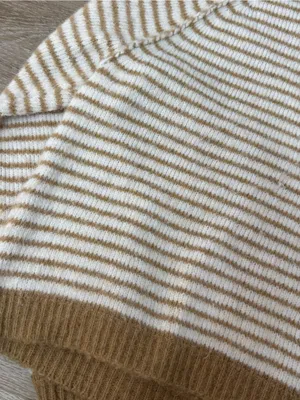 American Eagle Striped Crewneck Sweater in Cream and Mustard thumbnail 7