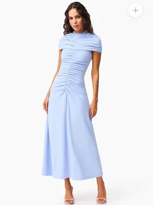 NWT Valencia High Neck Maxi Dress in Blue Size M thumbnail 4