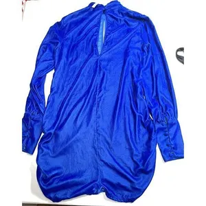 Asos Royal Blue Velvet Long Sleeve Cut Out Long Blouse‎ Size 4 NWT thumbnail 5