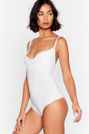Nasty Gal Slinky Cowl Neck Bodysuit White thumbnail 2