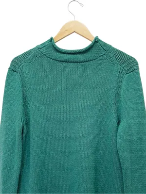 J. Crew Always The 1988 Rollneck Sweater L Emerald Green Cotton Heritage Preppy thumbnail 7