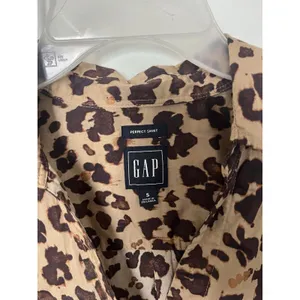 Gap Perfect Shirt SMALL Button Up Animal Print Brown Twee Coquette thumbnail 7