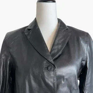 GAP Vintage Black Leather Blazer Jacket Coat Size M Matrix Minimalist Y2K 90s thumbnail 5