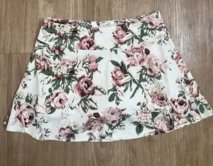 Laura’s Ashley Cream Mini Skirt with Pink Floral Print thumbnail 1
