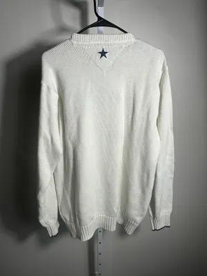 S253. Tommy Hilfiger Big Flag Logo Cream Cotton Crewneck Sweater thumbnail 6