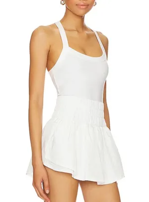 Free People Way Home Skortsie White SMALL Tennis Wide Leg Athleisure Sporty thumbnail 2