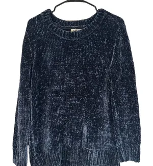 Orvis Navy Blue Textured Long Sleeve Knit Pullover Warm Sweater Women Sz M thumbnail 1