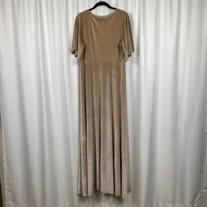 Baltic Born Beige Velvet Meghan Short Flutter Sleeve Wrap Maxi Dress Sz.XL thumbnail 12