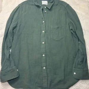 J. Crew Dark Green Button Down Shirt thumbnail 1