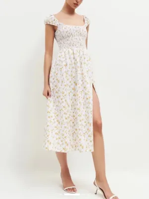 REFORMATION Linen Tavi Dress in floral Adagio Size S - $248. thumbnail 14