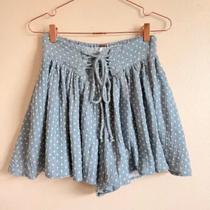 Free People Skort Women Small Blue Lace Up Front Dotted Boho Festival‎ Shorts thumbnail 2