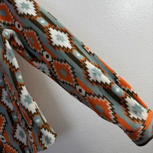 Outback Trading Tabitha Big Shirt Womens Medium Orange Button Up Fleece Aztec thumbnail 7