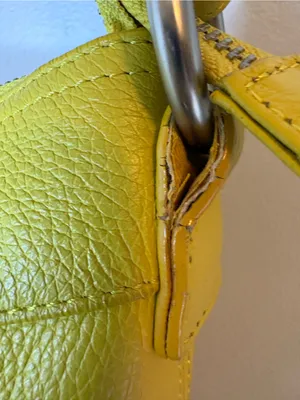 Danier Yellow Genuine Pebbled Leather Hobo Shoulder Bag Silver Hardware thumbnail 10