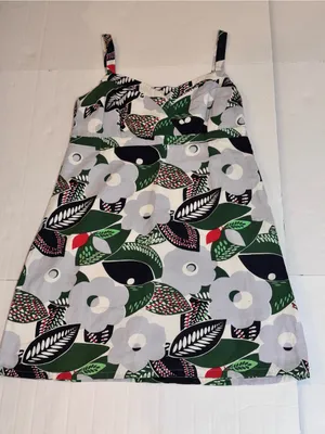 Boden Harbor Forties Floral Sundress Womens 10R Linen Cotton Retro Resort A-Line thumbnail 4