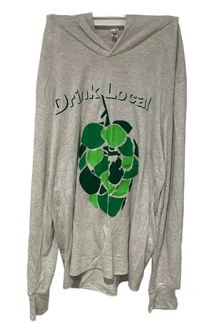 Next Level Apparel Michigan drink local grapes wine long sleeve hooded shirt medium thumbnail 1