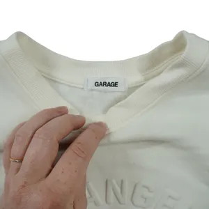 Garage Crewneck Country Club Embossed Tennis‎ Sweatshirt Cream S/M Pockets thumbnail 4