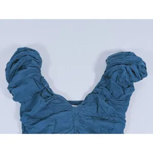 Abercrombie & Fitch Ruched Puff Sleeve Top S Blue Coquette Romantic Prep Cottage thumbnail 6