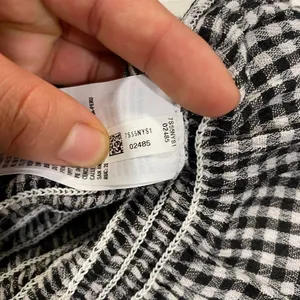 American Eagle Black & White Gingham Smocked Off Shoulder Crop Top Size M thumbnail 7