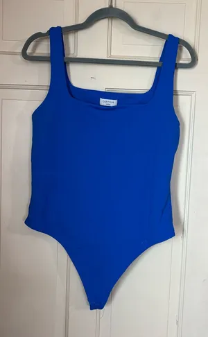 Aritzia Original Contour Headway Square Neck Bodysuit long sleeve Blue XL thumbnail 1