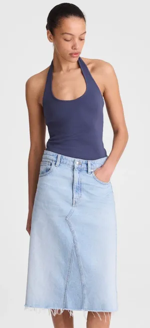 NWT Madewell Denim Midi Skirt in foster wash sz. 27 thumbnail 1