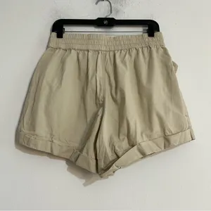 Abercrombie & Fitch High Rise Cargo Utility Cotton Shorts Tan Neutral Medium thumbnail 4