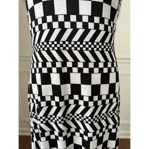 Vintage 90s Y2K Silvergate Black White Psychedelic Check Stretchy Column Indie S thumbnail 4