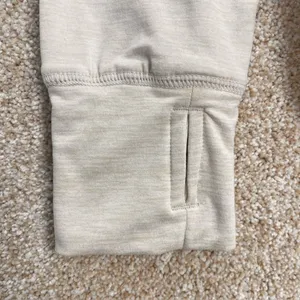 Reebok tan white marbled long sleeve tshirt hooded drawstring thumb holes‎ comfy thumbnail 4