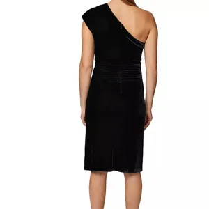 Laundry by‎ Shelli Segal Velvet 12 Black One Shoulder Cocktail Dress thumbnail 2