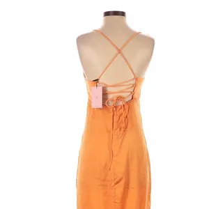 Hello Molly Golden Thoughts Orange Maxi Dress Cowl Neck Lace Up Back Size 4 thumbnail 6