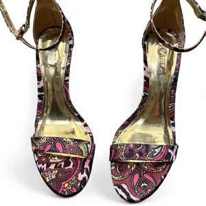 Carlos Santana Sunset Paisley‎ Heels 7M Y2K Pink Gold Stiletto thumbnail 1