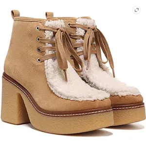 Sam Edelman Shaw Boots Women 9 Sandstone Suede Faux Fur Platform NIB $180 thumbnail 1