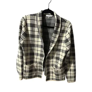 SIONI Women's Medium Plaid Knit Cardigan‎ Sweater Shawl Collar Pocketed thumbnail 3