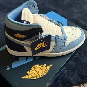 Nike Air High-Top Sneakers in Blue and Cream thumbnail 7