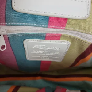 Fossil Womens Purse Bag Tan White Canvas Leather Double Strap Magnet Closure thumbnail 5