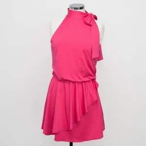 Black Halo. Pike High Neck Drape Front‎ Mini Dress. thumbnail 2