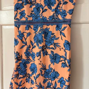 Alice + Olivia Jade Ruffled Floral Midi Dress Coral Blue Lace‎ Illusion Size 12 thumbnail 8