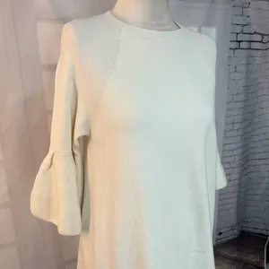 Moth Anthropologie NWT cream Flare sleeve Sweater shift Dress Size Large thumbnail 6
