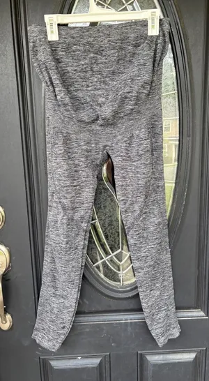Momcozy Womens XL Gray‎ Space Dye Over the Belly Maternity Leggings Seamless thumbnail 1