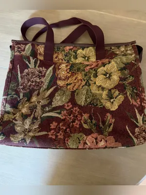 Vintage Ricardo Beverly Hills Floral Tapestry Travel Tote Weekender Carry On thumbnail 10