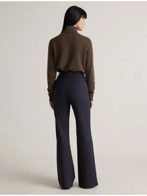 Quince Ultra Stretch Ponte Flare Leg Pants Pull On Navy Blue Womens Size M thumbnail 6