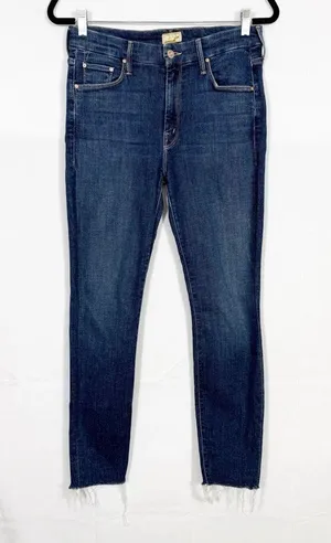Mother Denim The Looker Ankle Fray Skinny Cigarettes Jeans Girl Crush Blue Wash thumbnail 1
