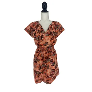 ALC Frank Alice Mini Dress Orange Rose Floral Print Cotton Size 4 thumbnail 2