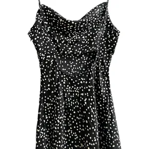 Womens Mini Slip Dress Open Back Black Polka Dot Coquette Size Small thumbnail 5